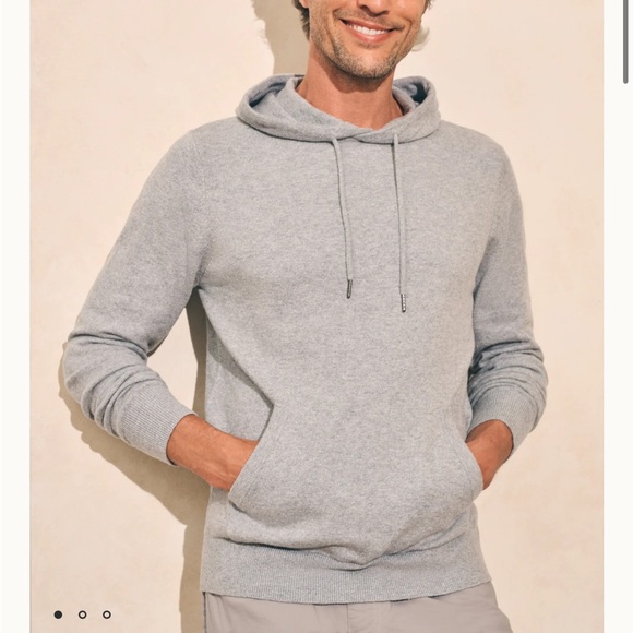 Faherty Jackson Sweater Hoodie Mens Grey Cliff Heather Sporty Relaxed Fit Sz M - Picture 1 of 9